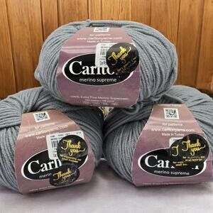 3 Skeins Carlton Extra Fine Merino Supreme Superwash Wool Yarn Lt Grey Gray #12